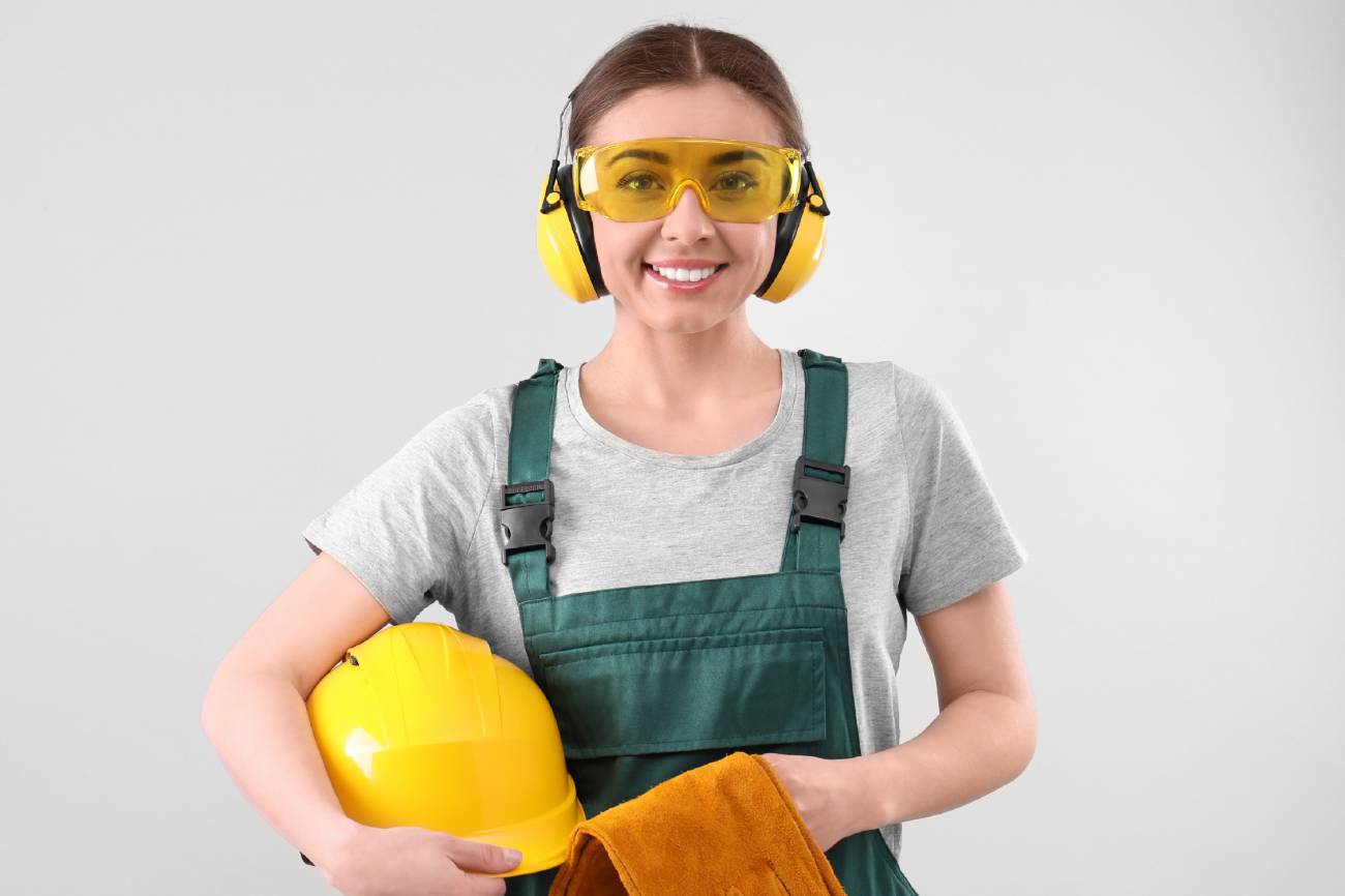 Female industrial worker in uniform